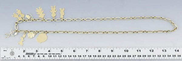 14k Gold Mother's Charm Necklace w/Variety of Child Themed Charms