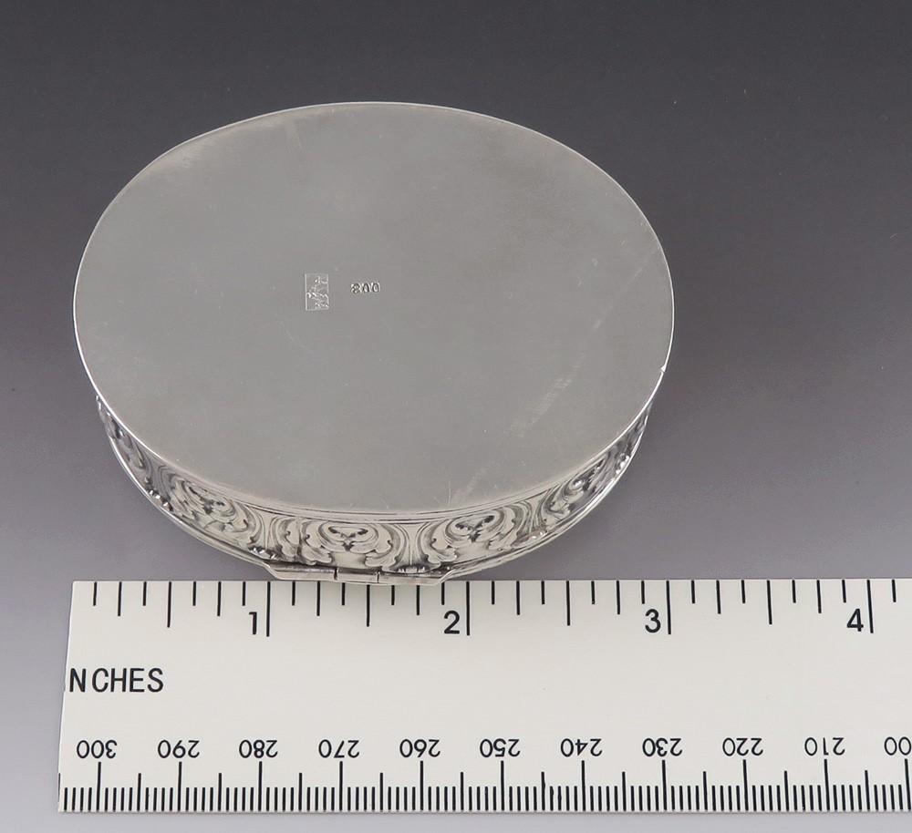 Antique c1895 European 800 Silver Hand Chased Repousse Cherub Vanity Trinket Box