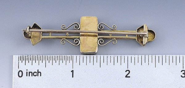 Charming c1850s-70s Victorian Enamel Cherub 14k Gold Bar Pin