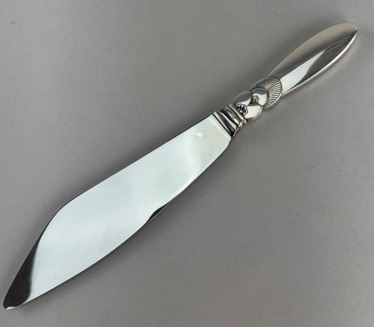 Fine Sterling Silver Georg Jensen Cactus Cake Knife 10 1/4 Inches No Mono