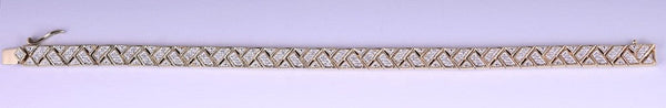 Pretty Gold-Washed Sterling Silver Bracelet w/ Chevron Links and Diamonds