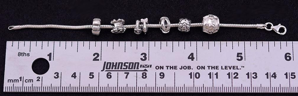Adorable Small 6" Sterling Silver Chamilia and Others Charm Bracelet Child/Baby