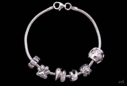 Adorable Small 6" Sterling Silver Chamilia and Others Charm Bracelet Child/Baby
