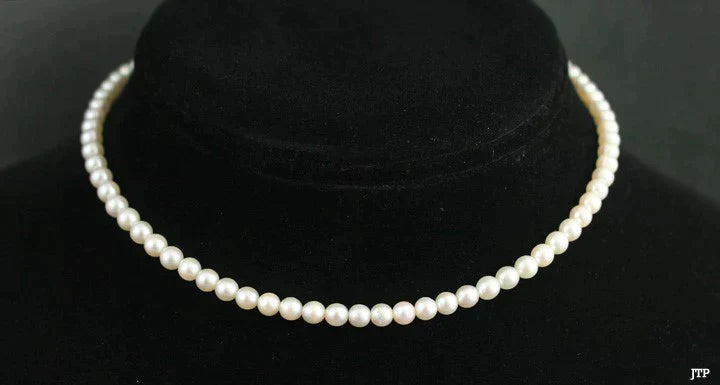 Lovely Confirmation 10K White Gold Pearl Strand Necklace