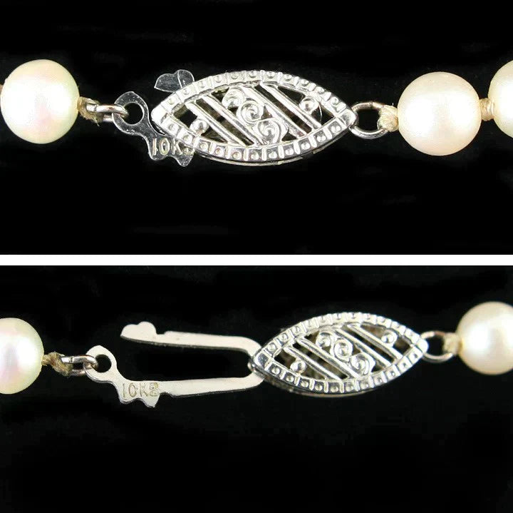 Lovely Confirmation 10K White Gold Pearl Strand Necklace