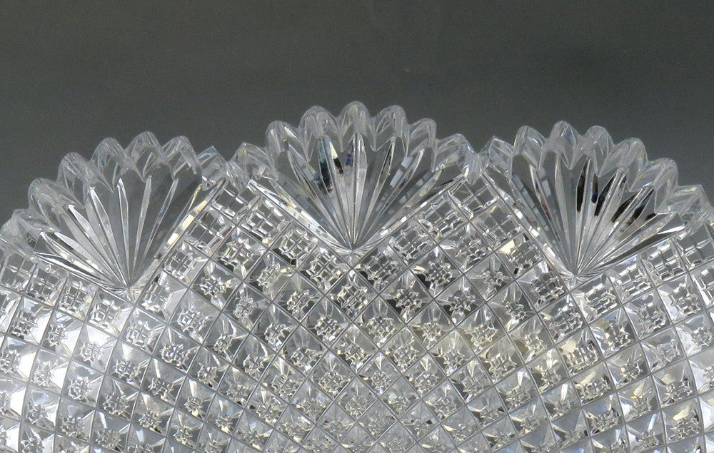 Antique ABP American Brilliant Cut Crystal Glass Serving/Fruit Bowl or Dish 10"
