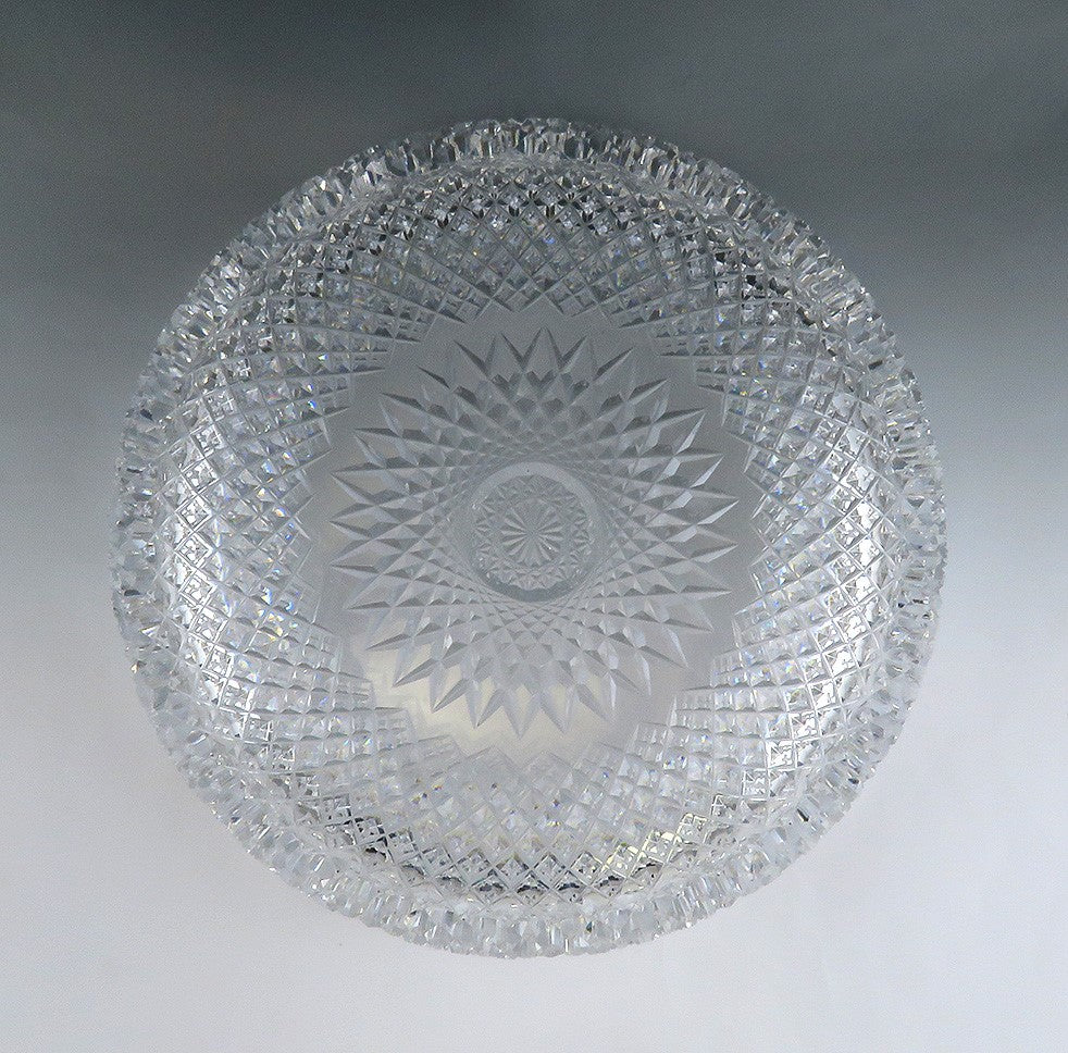 Antique ABP American Brilliant Cut Crystal Glass Serving/Fruit Bowl or Dish 10"
