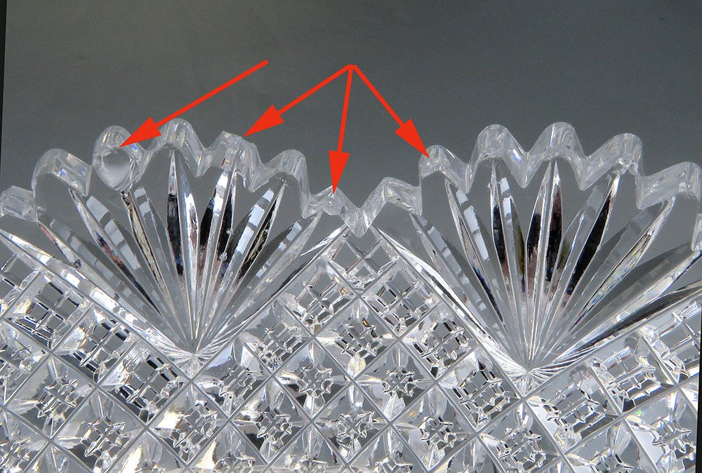 Antique ABP American Brilliant Cut Crystal Glass Serving/Fruit Bowl or Dish 10"