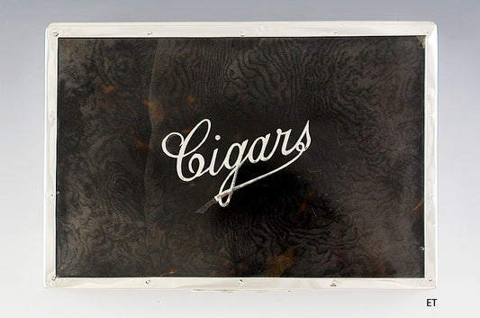 1910 Fine English Sterling Silver & Faux Tortoise Cigar Box
