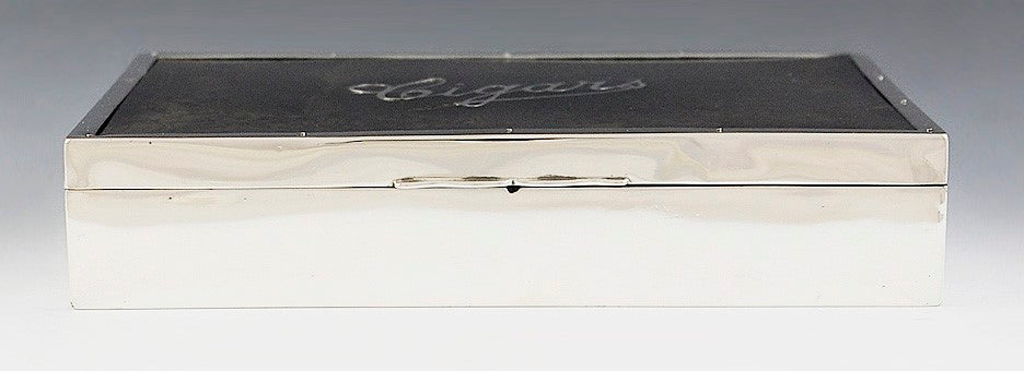 1910 Fine English Sterling Silver & Faux Tortoise Cigar Box