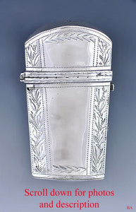 Fine 1801 English Sterling Silver Hand Engraved Leaf Lancet Kit Case Etui Vesta