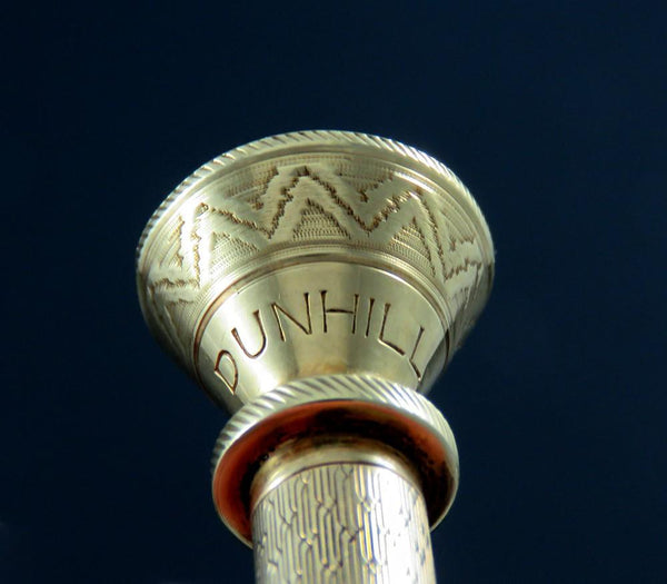 Rare c1920s Dunhill 14k Gold Engraved Cigar Punch Aerator Draw Enhancer