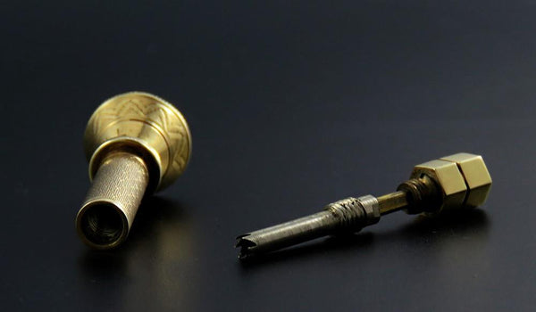 Rare c1920s Dunhill 14k Gold Engraved Cigar Punch Aerator Draw Enhancer