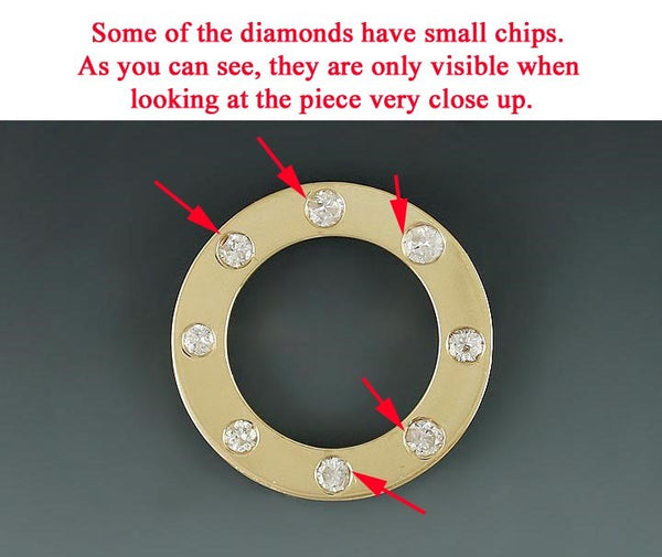 14K Yellow Gold & Brilliant Diamond Open Circle Brooch/Pin