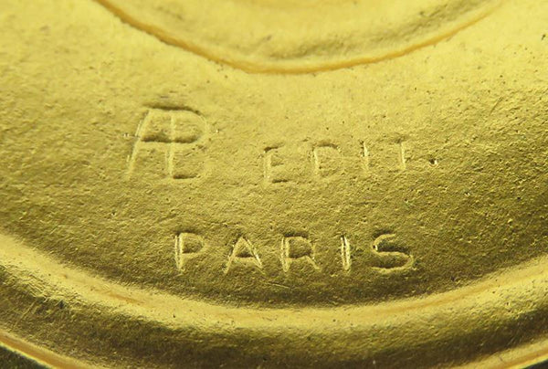 Vintage Gold Tone Metal Enamel Arthus Bertrand Paris France Shield Pin/Brooch