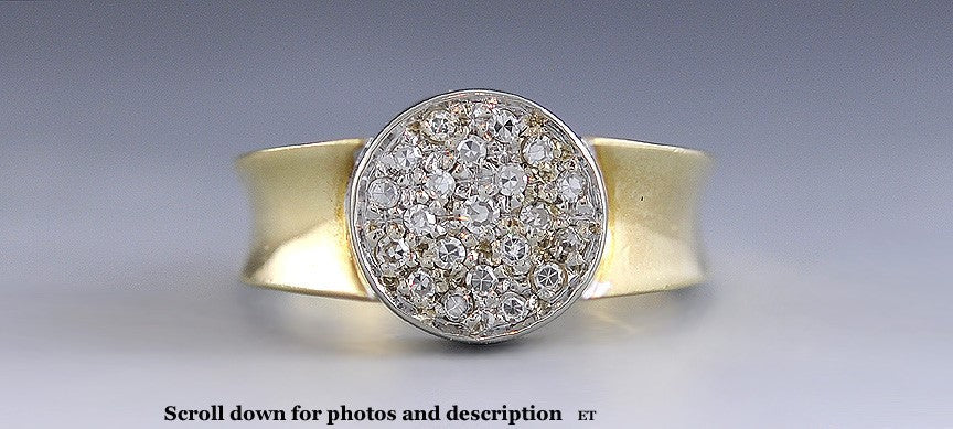 Beautiful c1980s 18k Yellow Gold & Diamond Ring