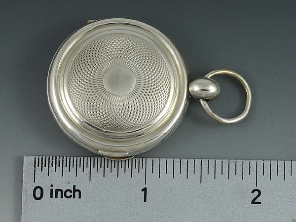 1834 English Sterling Silver Watch Case Form Vinaigrette Scent Box