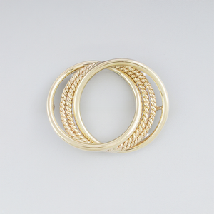 Stylish 14k Yellow Gold Interlocking Circles Brooch/Pin