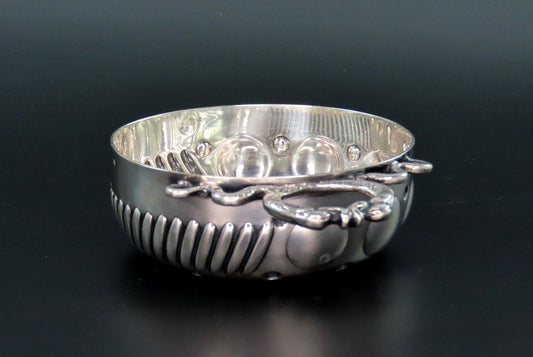 .950 French 1st Standard Silver Tastevin Wine Taster Cup Snake Handle 115 grams