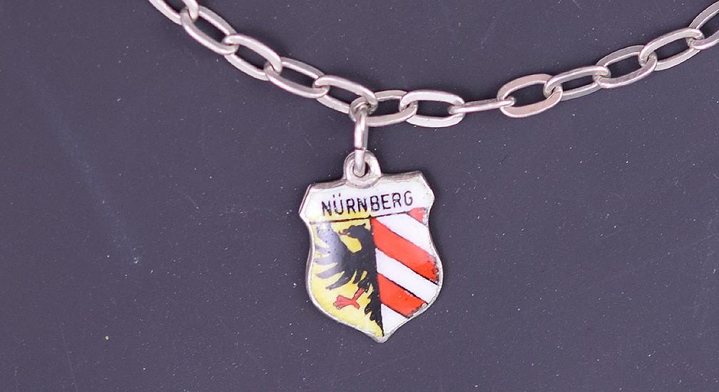 Sterling Silver and Enamel Charm Bracelet w/ 6 Charms of German Places