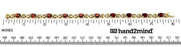 Fine Quality 14K Yellow Gold & Natural 6 CT Garnet Gemstone Bracelet