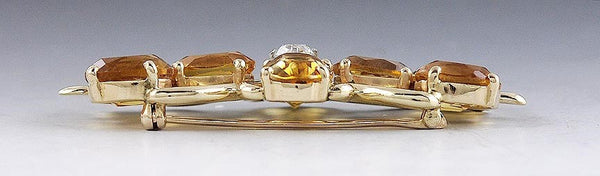 Gorgeous 14K Yellow Gold Pin Diamond and Citrine Brooch