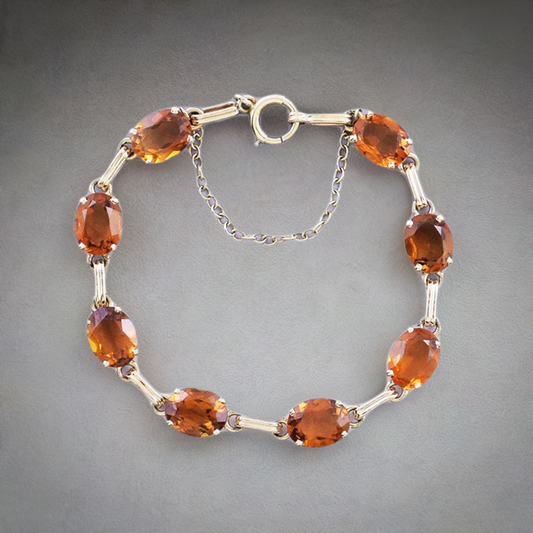 Stunning 14k Gold & ~24ct Honey Oval Citrine Bracelet