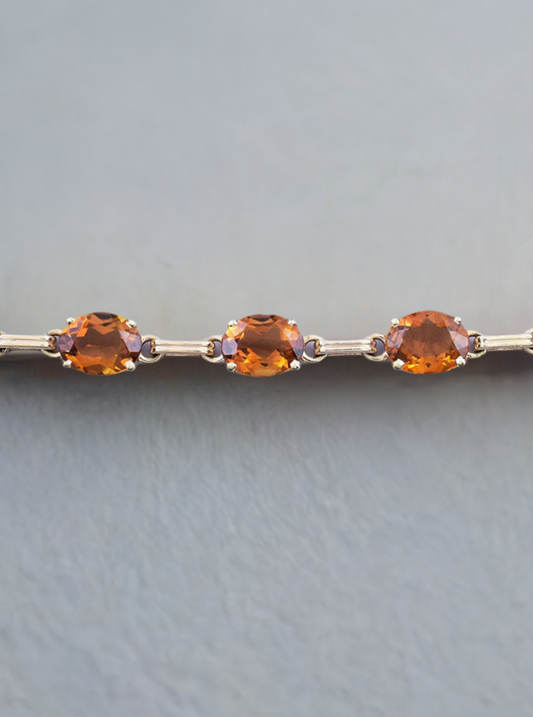 Stunning 14k Gold & ~24ct Honey Oval Citrine Bracelet