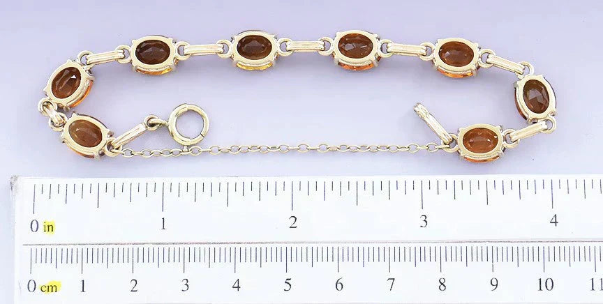 Stunning 14k Gold & ~24ct Honey Oval Citrine Bracelet