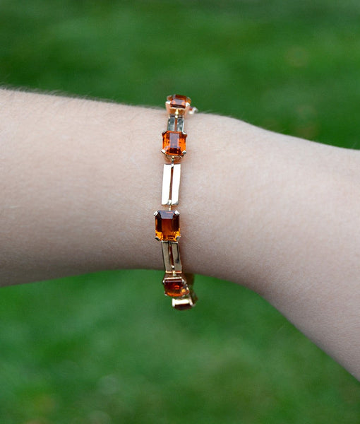 Stunning Retro 18k Rose Gold ~17ct Citrine Bracelet