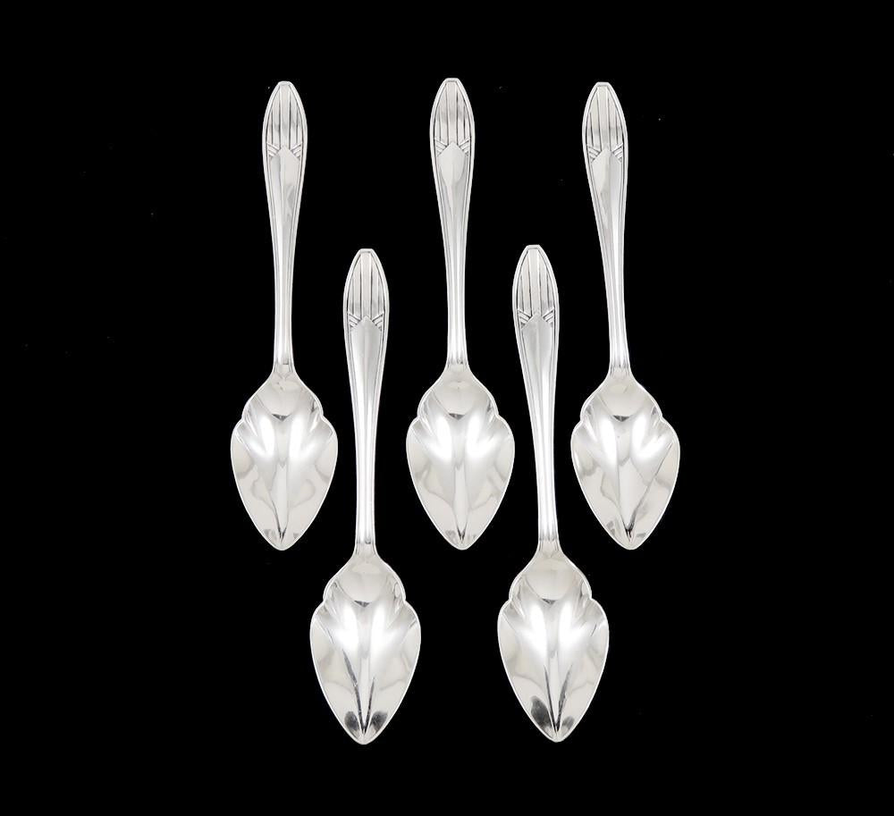 5 Finest Quality 1932 Art Deco English Sterling Silver Citrus Spoons NO MONO