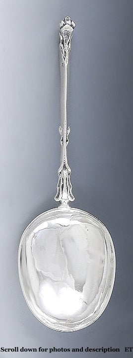 RARE mid 1600s-1700s Dutch Silver Spoon Paw Fork Handle