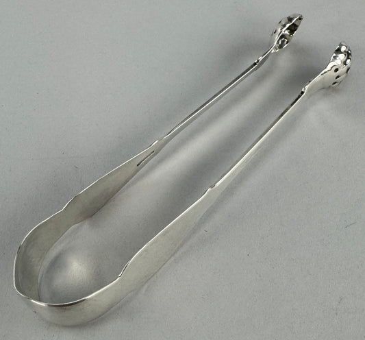 American circa 1825 Large Coin Silver Tongs by Rockwell