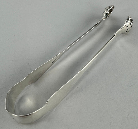 American circa 1825 Large Coin Silver Tongs by Rockwell
