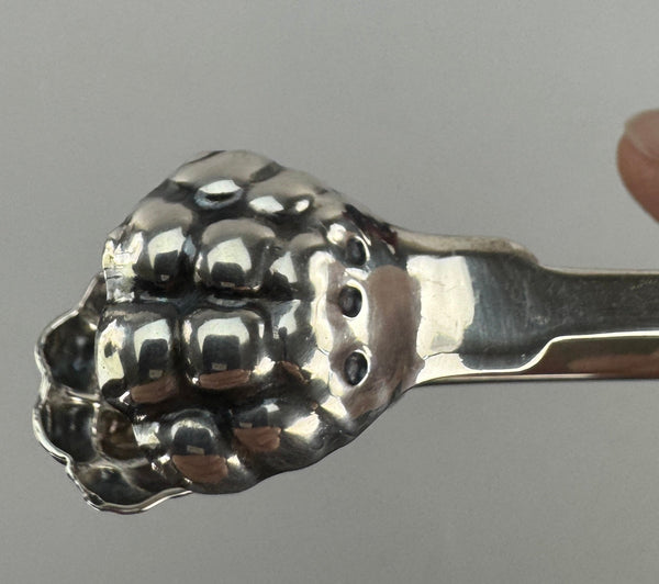 American circa 1825 Large Coin Silver Tongs by Rockwell