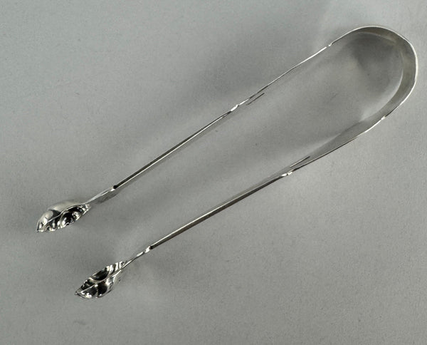 American circa 1825 Large Coin Silver Tongs by Rockwell