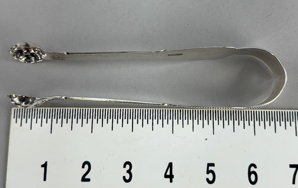 American circa 1825 Large Coin Silver Tongs by Rockwell