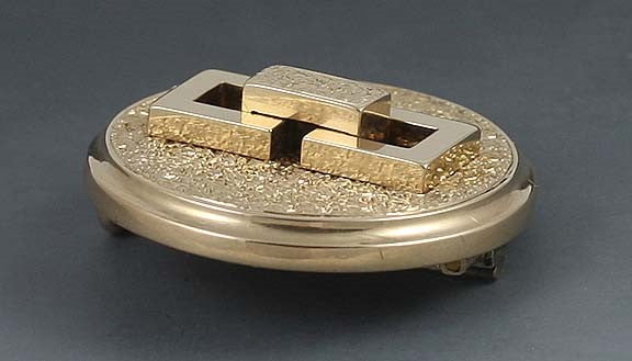 American Victorian 14k Yellow Gold Textured Finish Buckle Link Pin Brooch