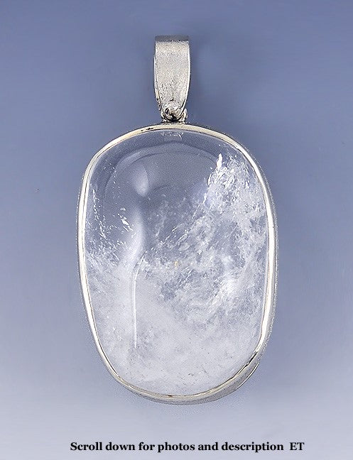 Lovely Icy Snowy 14K White Gold and Quartz Pendant