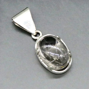 Large Oval Rutilated Quartz and Sterling Silver Pendant