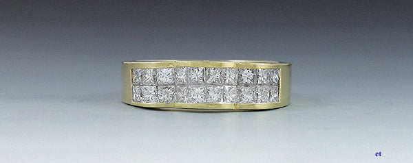 18K Yellow Gold and Princess Cut ~1.8ct Diamond Band Ring