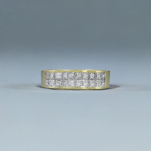 18K Yellow Gold and Princess Cut ~1.8ct Diamond Band Ring