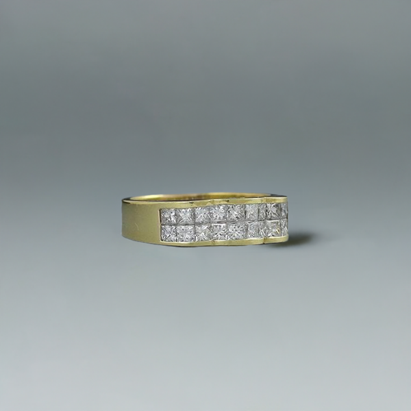 18K Yellow Gold and Princess Cut ~1.8ct Diamond Band Ring