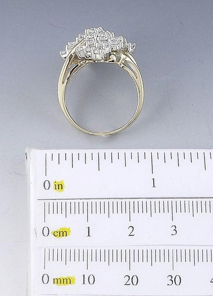 Stunning 14K Yellow Gold 1.5-2ct Diamond Cluster Ring Size 7