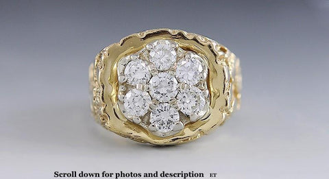 Superb Quality 14k Yellow Gold And ~1.75ct Diamond Ring Size 11.25