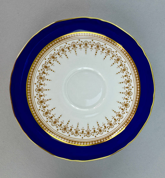 Superb Set 8 Royal Worcester Regency Tea Cups and Saucers Cobalt Blue Gilt