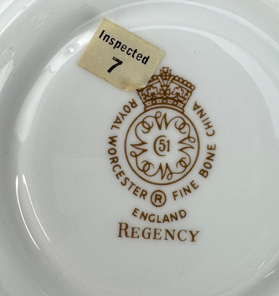 Superb Set 8 Royal Worcester Regency Tea Cups and Saucers Cobalt Blue Gilt