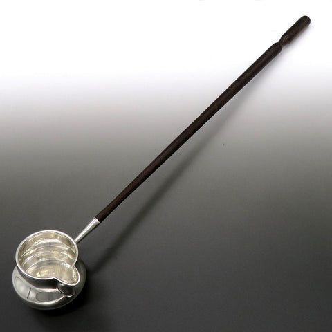 Antique 1880 Victorian English Sterling Silver Turned Wood Tody / Brandy Ladle