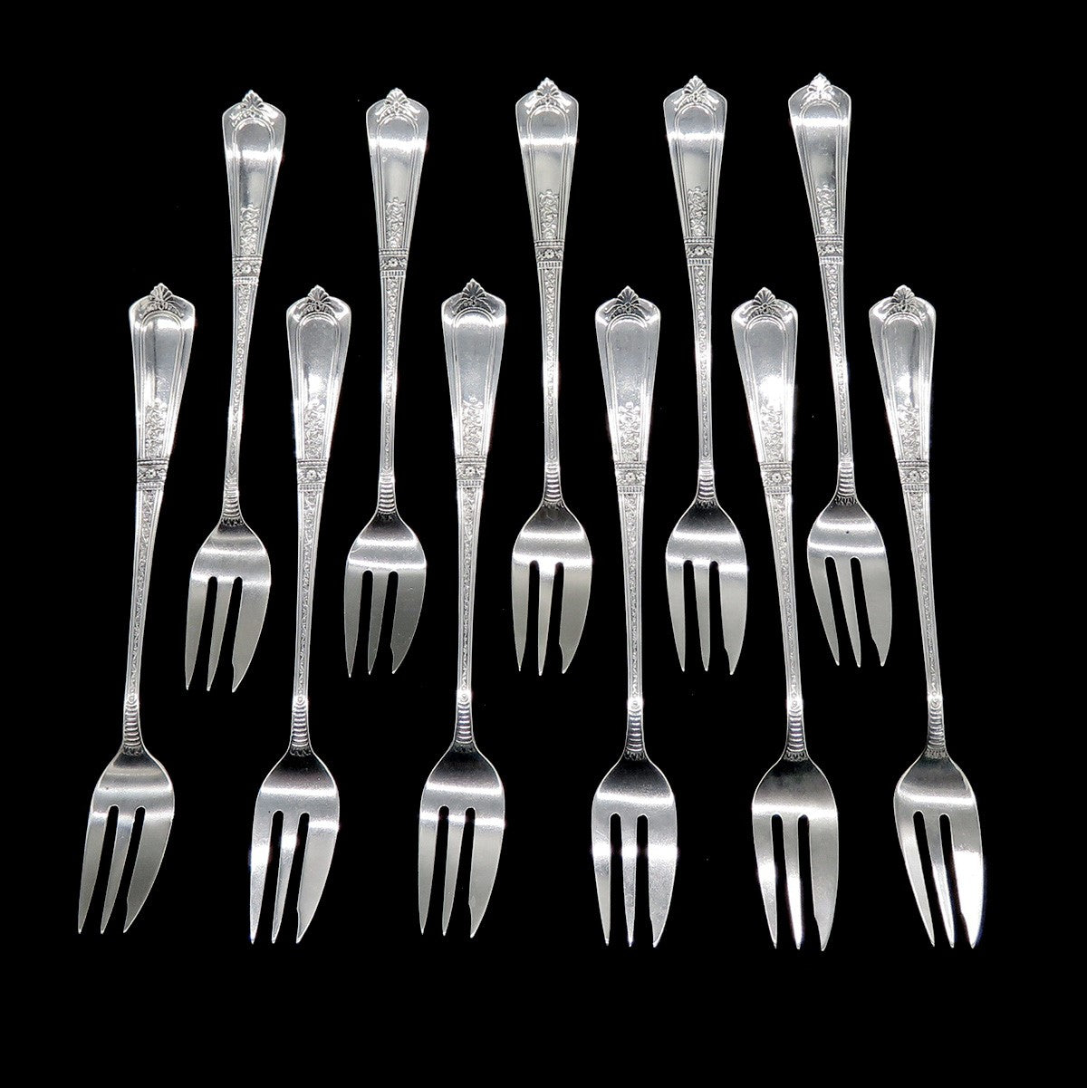 11 Antique Sterling Silver Gorham Domestic 1881 Dessert Forks NO MONO 6"