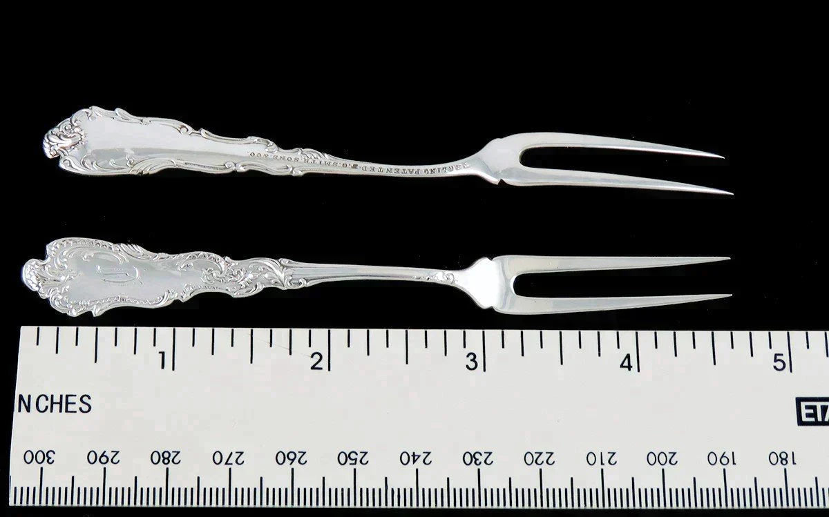11 Rare Antique c1890 Frank Smith Baronial Sterling Silver Berry Cocktail Forks